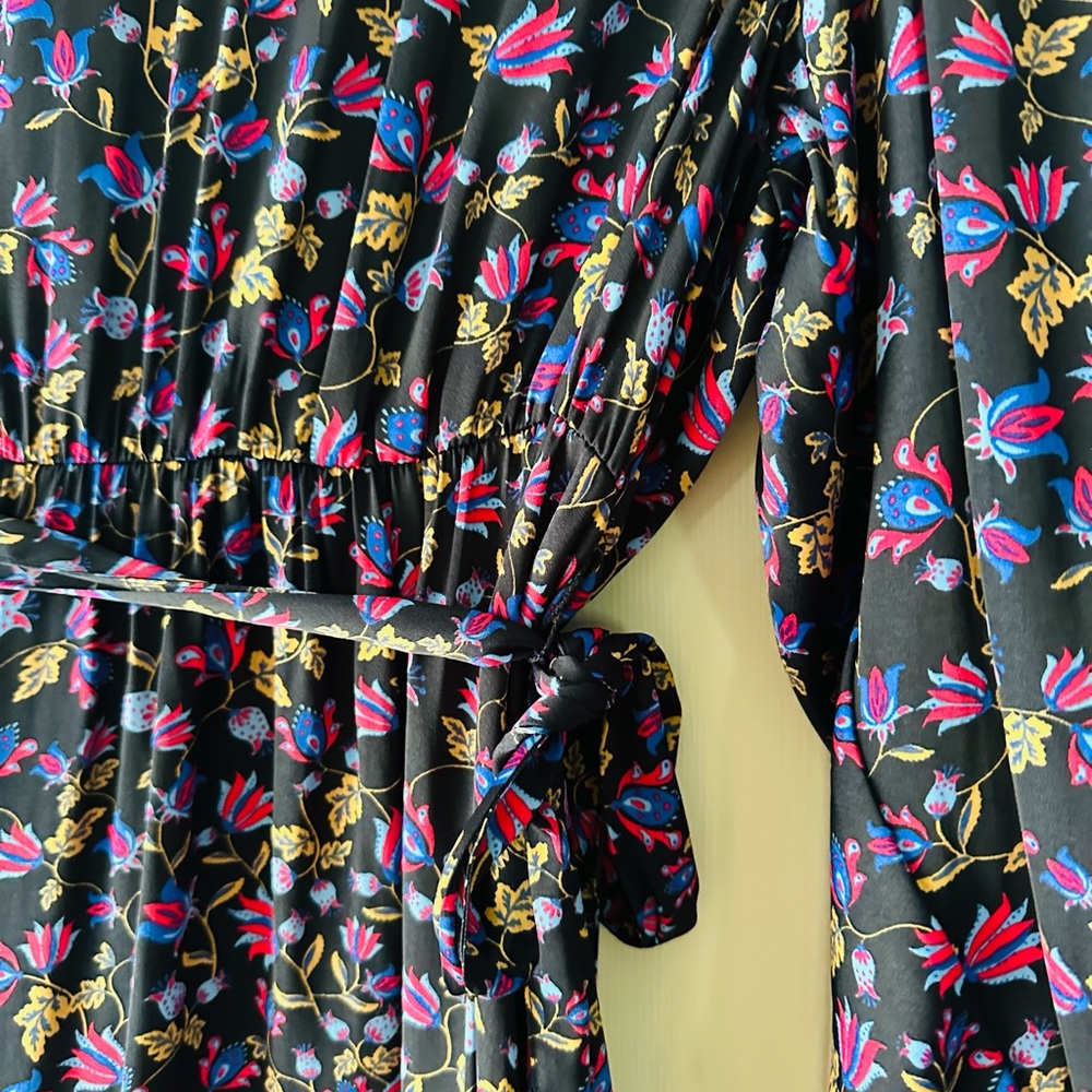 Banana Republic Black Purple Blue Long Sleeve Sundress